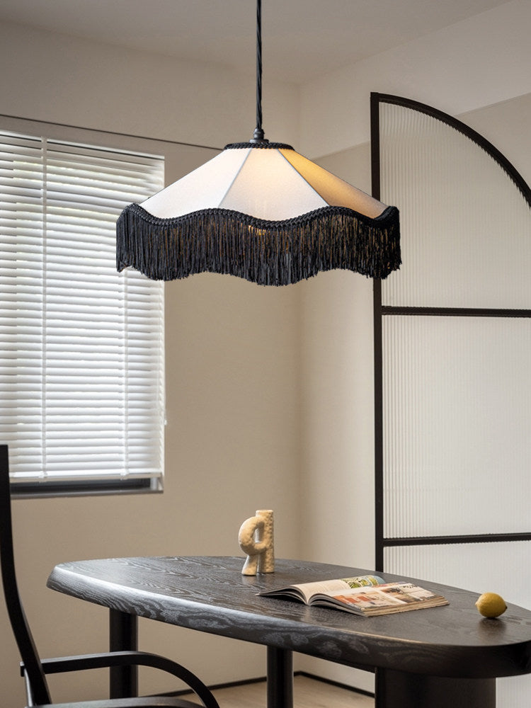 Mantilla Tasseled Fabric Pendant Lamp