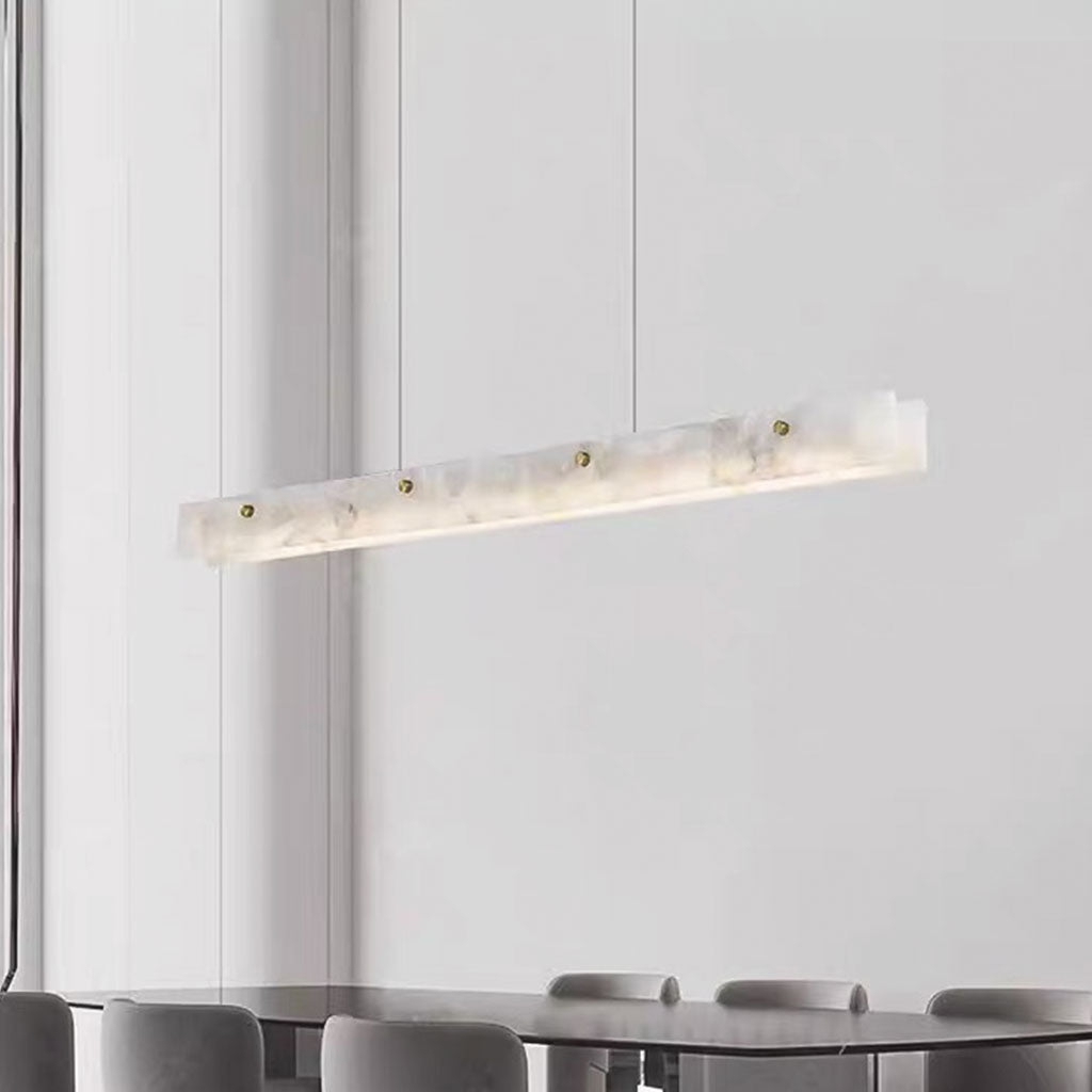 Marble Linear Pendant Light Dimmable LED for Dining Room