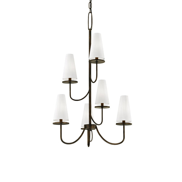 Curaeara Vintage Industrial Brass Fabric Chandelier