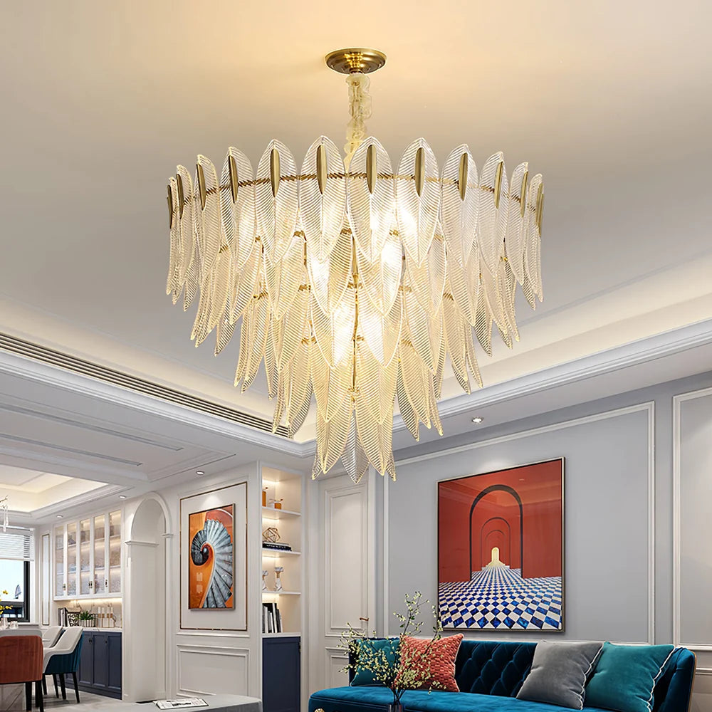 Glass Feathers Chandelier