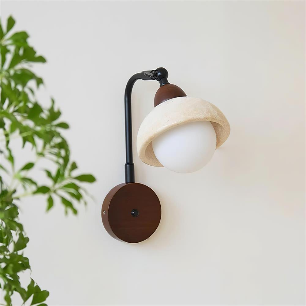 Tavalielle Wall Light Travertine White Opalescent Globe