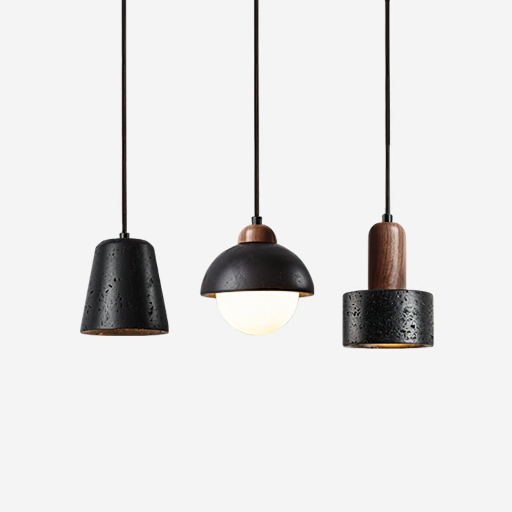 Valoelia Black Travertine Pendant Light Set