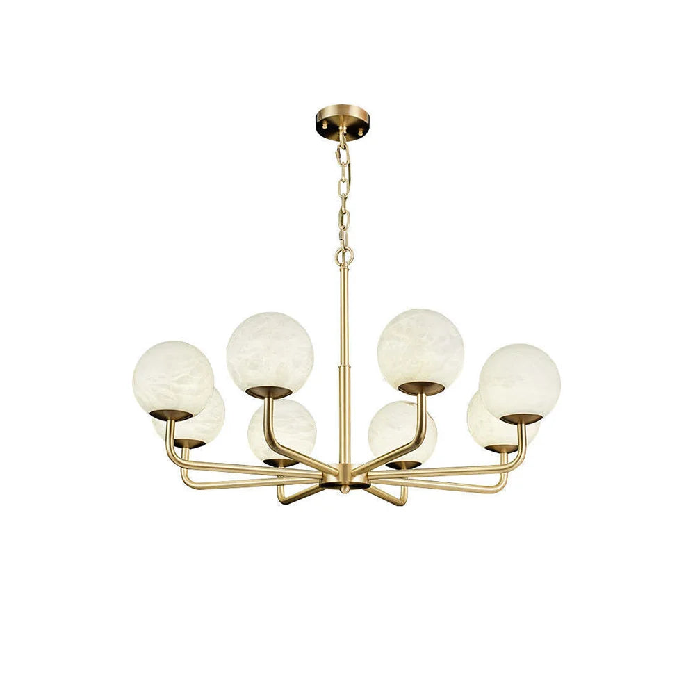 Gold Alabaster Round Chandelier