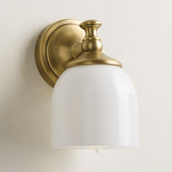 Lumen Short Arm Chrome Glass Sconce Wall Lamp