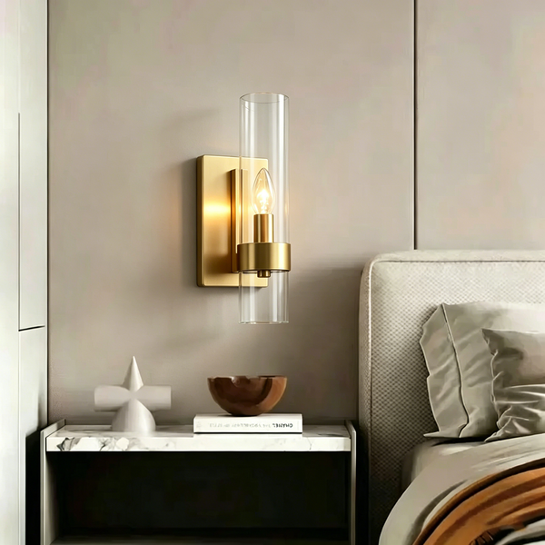 Metallic Brass Glass Wall Lamp