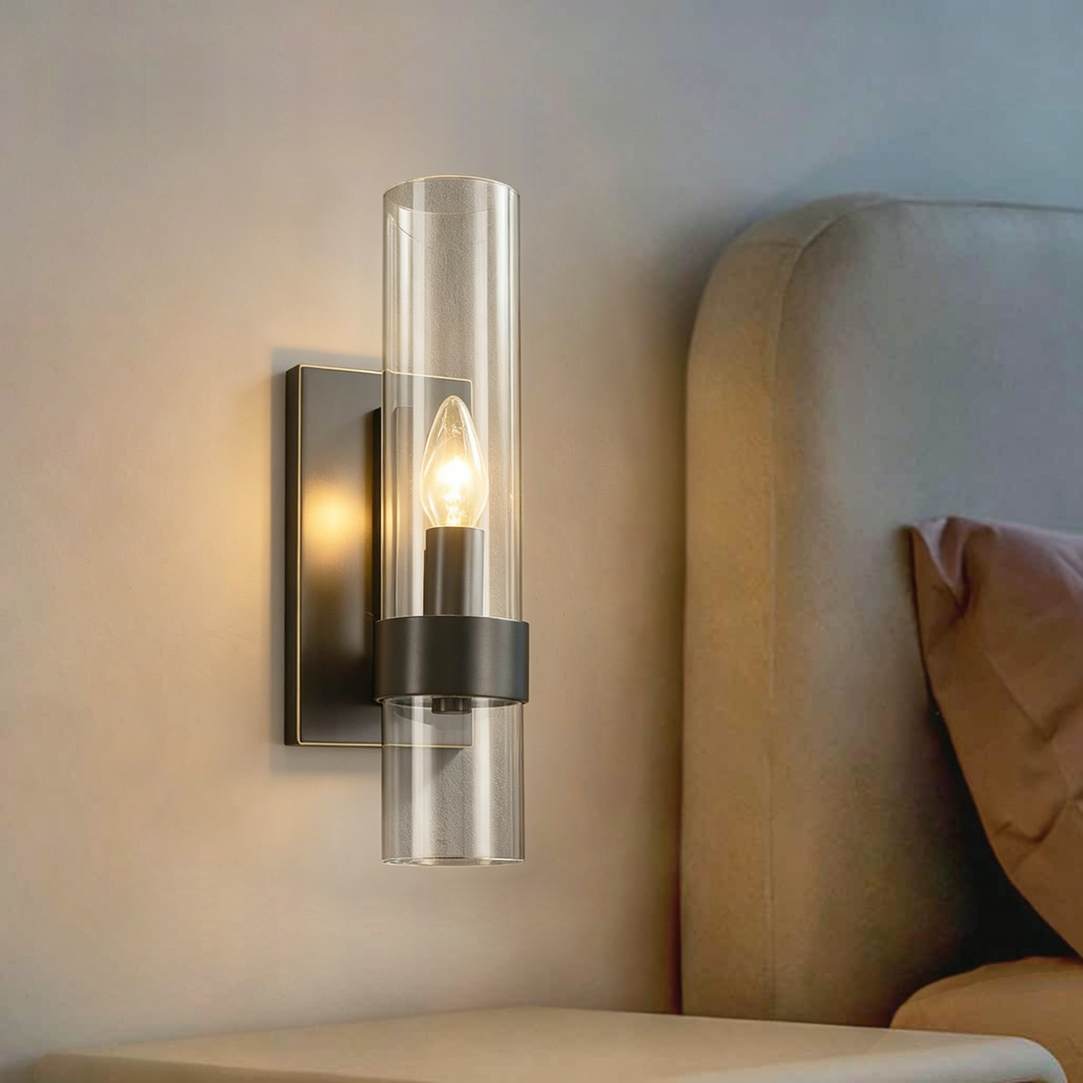 Metallic Brass Glass Wall Lamp