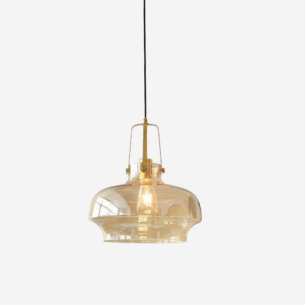 Liorarise Amber Glass Pendant Light with Brass Fittings
