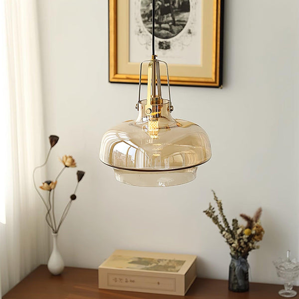 Liorarise Amber Glass Pendant Light with Brass Fittings