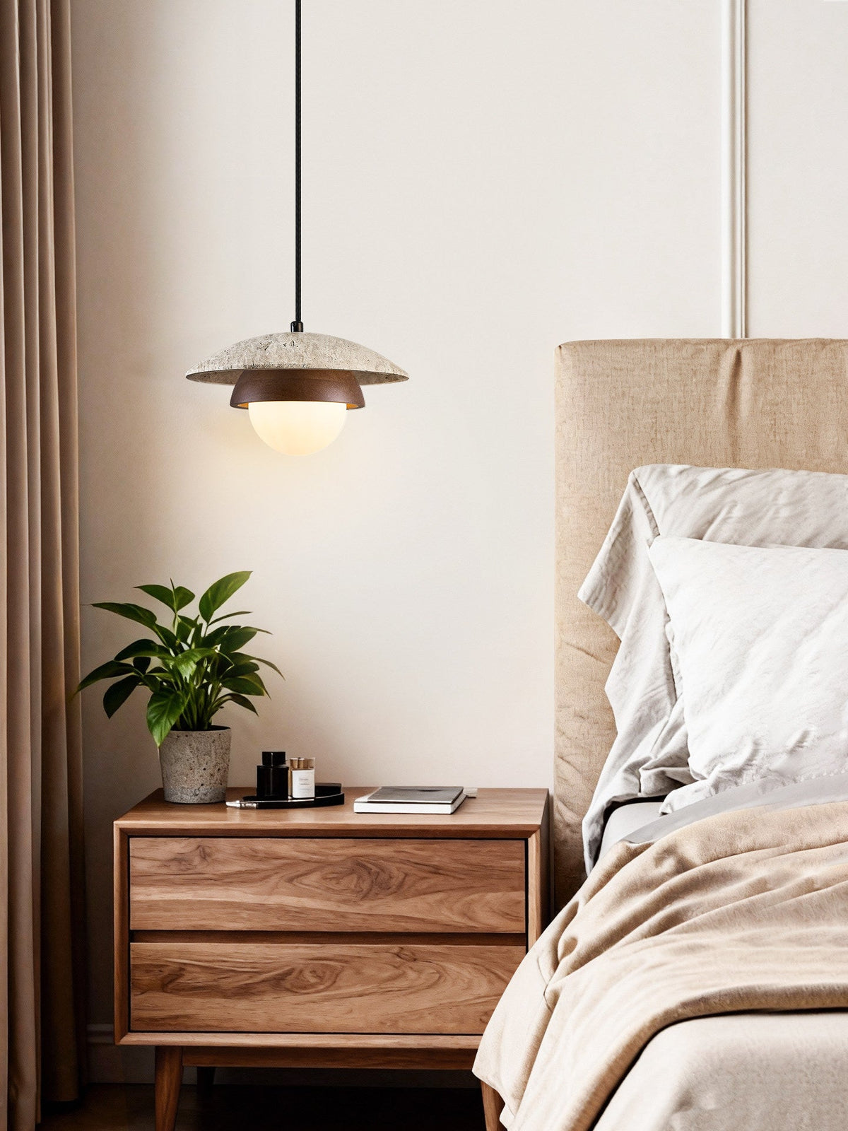 Travertine Glass Noah Disc Pendant Lamp