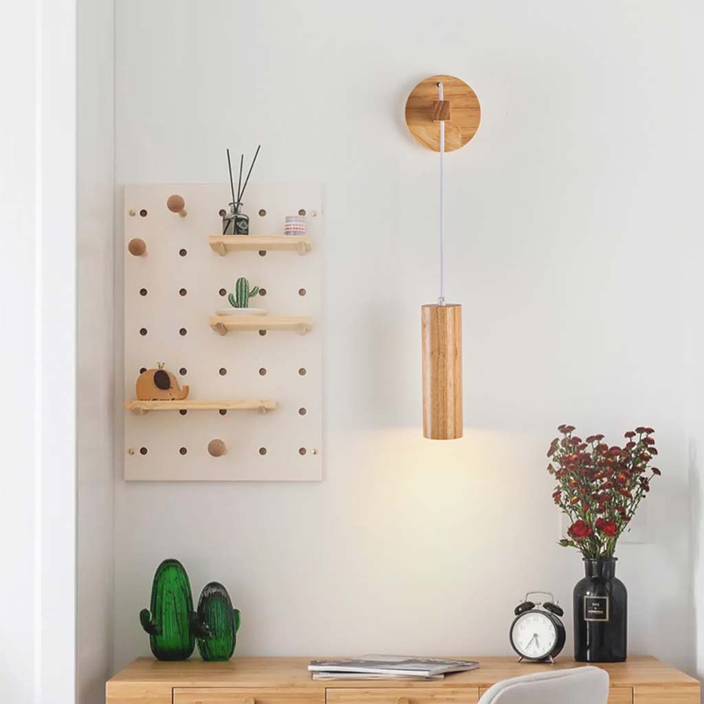 Wall Mounted Lamp Minimalist, Wood Tube