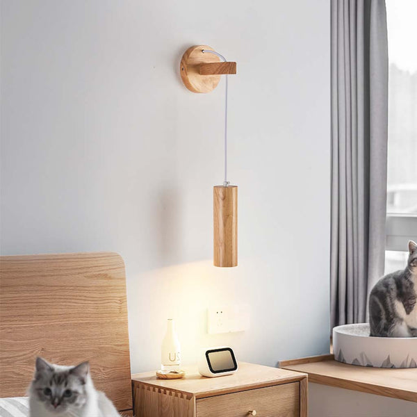 Wall Mounted Lamp Minimalist, Wood Tube