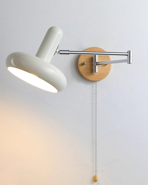 Wall Lamp Swivel Arm Rounded Shade Pull Chain Modern Retro