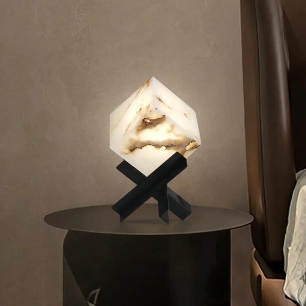 Modern Alabaster Cube Table Lamp