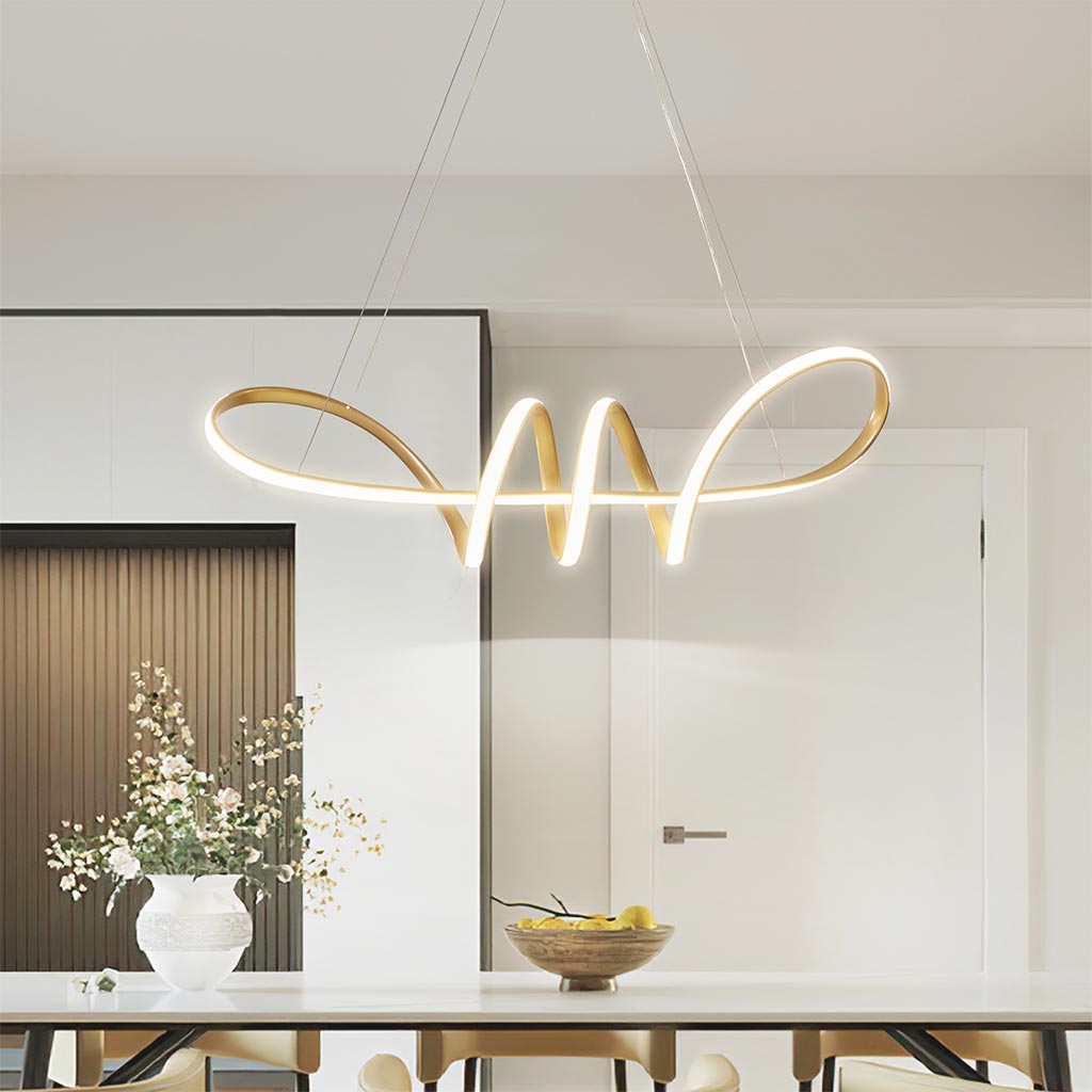 LED Chandelier Hanging Light Modern Artistic Curved, Aluminum