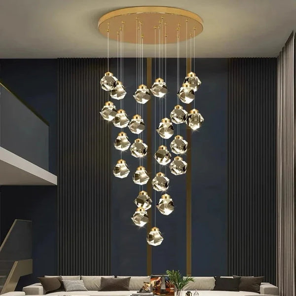 Modern Crystal Chandelier for High Ceiling Living Room