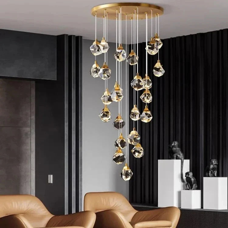 Modern Crystal Chandelier for High Ceiling Living Room