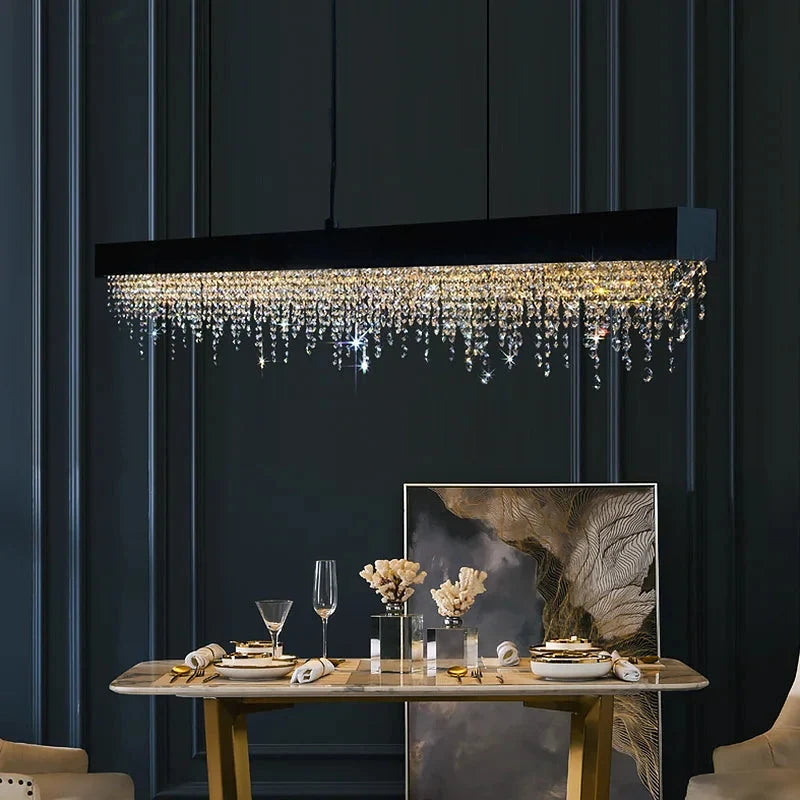 Modern Crystal Rectangular Dining Table Chandelier