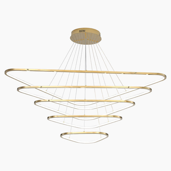 Chandelier Modern LED Dimmable Triangle Stainless Steel, Gold