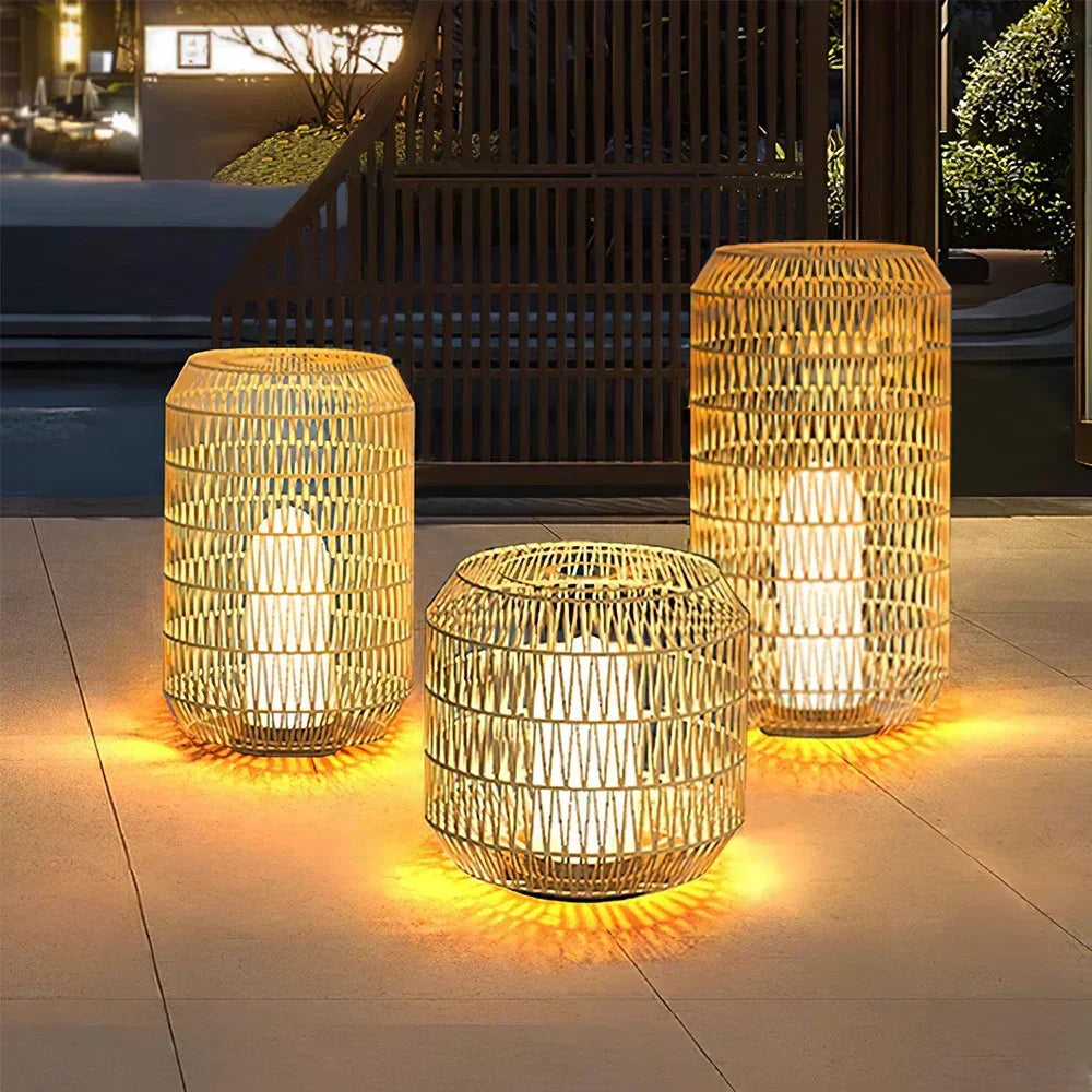 Modern Woven Rattan Outdoor Lamp