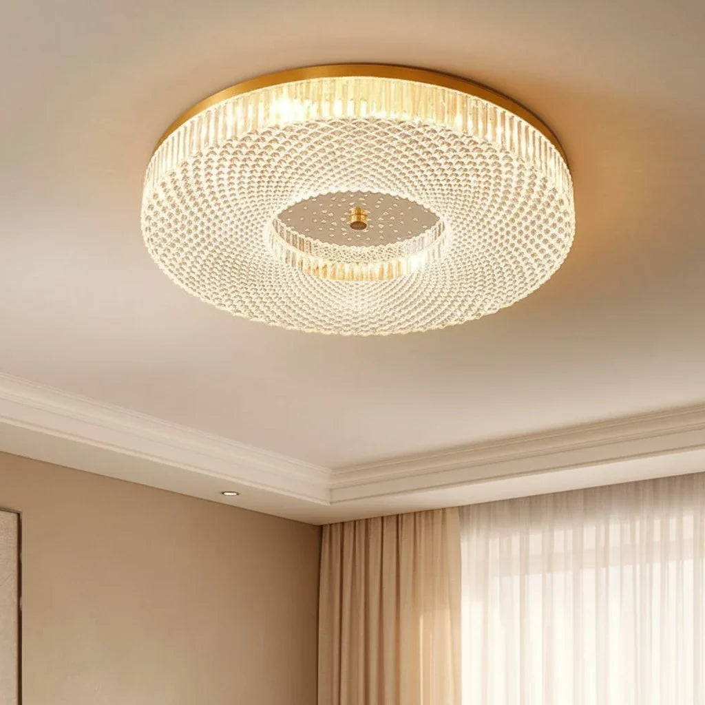Modern Luxury Copper Acrylic LED Flush Mount Ceiling Light
