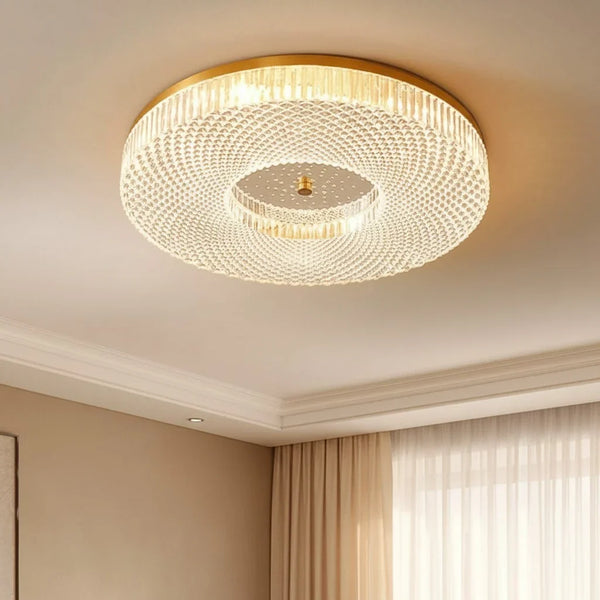 Modern Luxury Copper Acrylic LED Flush Mount Ceiling Light