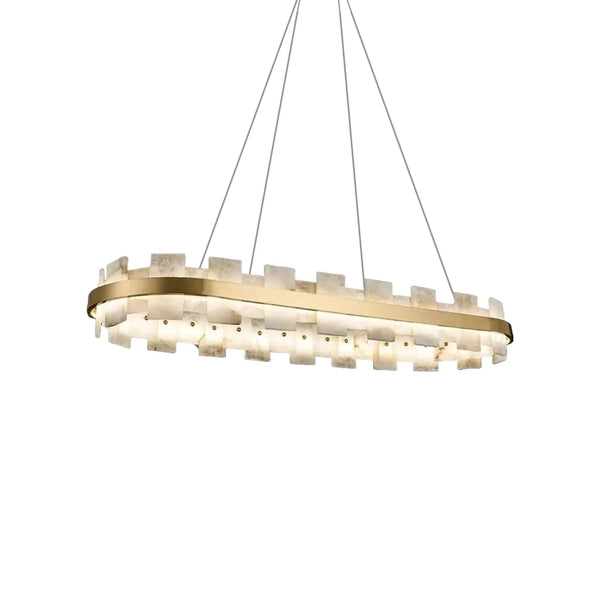 Modern Round Alabaster Halo Chandelier