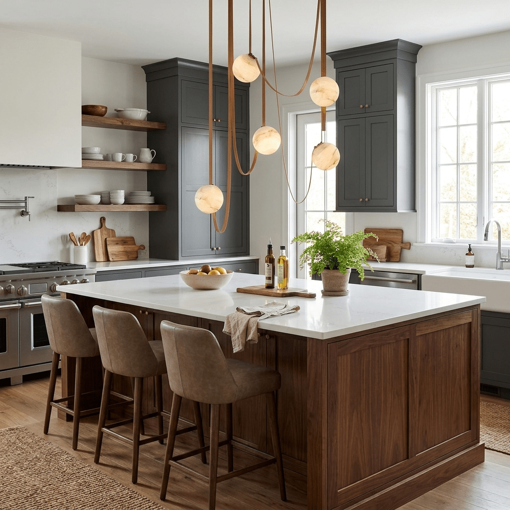 Multiple Belt Alabaster Pendant Light