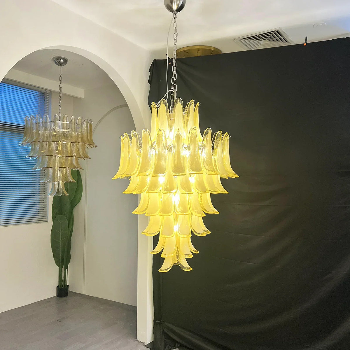 Stunning Murano Caramel Glass Petals Chandelier