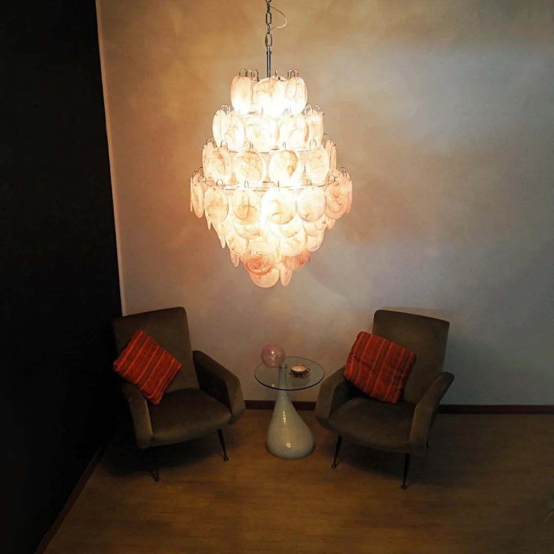 Vintage Pink Discs Chandelier