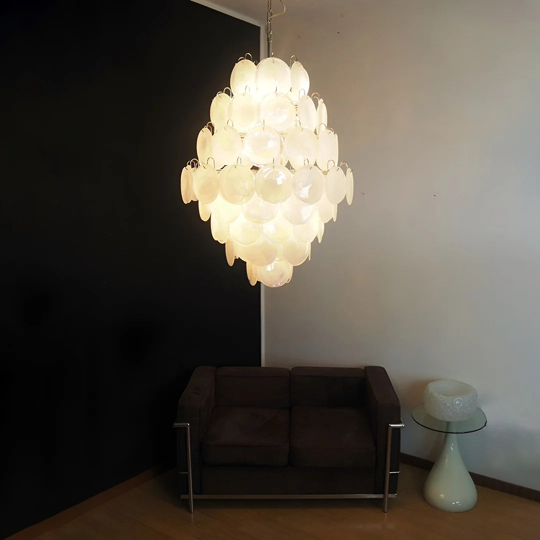 Vintage White Discs Chandelie