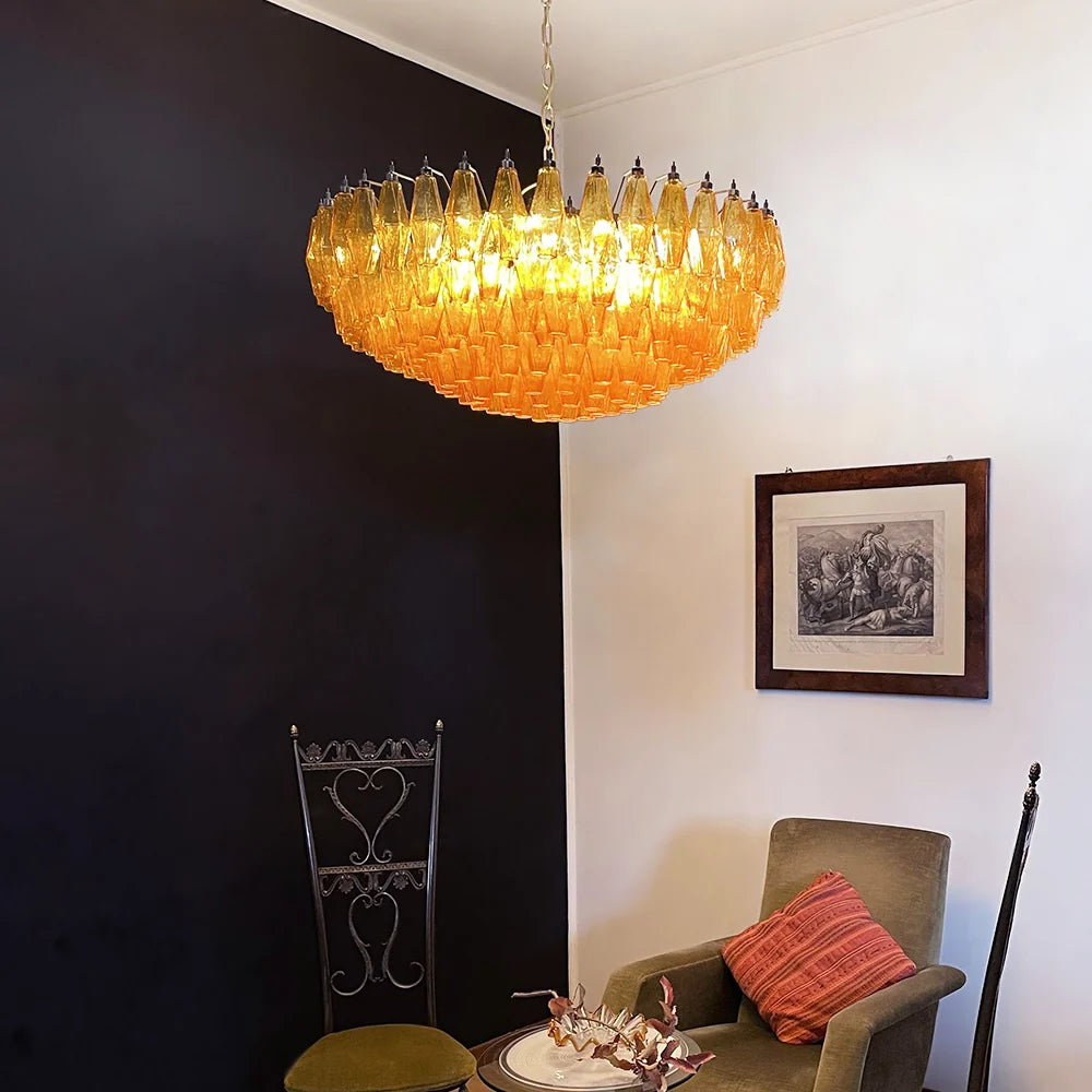 Faceted Amber Chandelier
