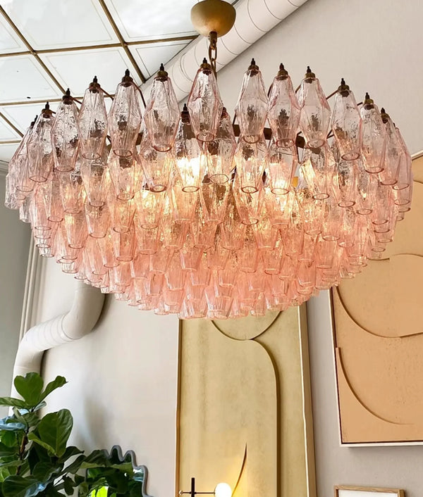 Faceted Pink Chandelier