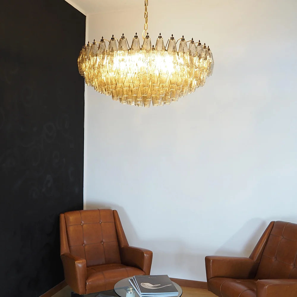 Faceted Smoked Chandelier