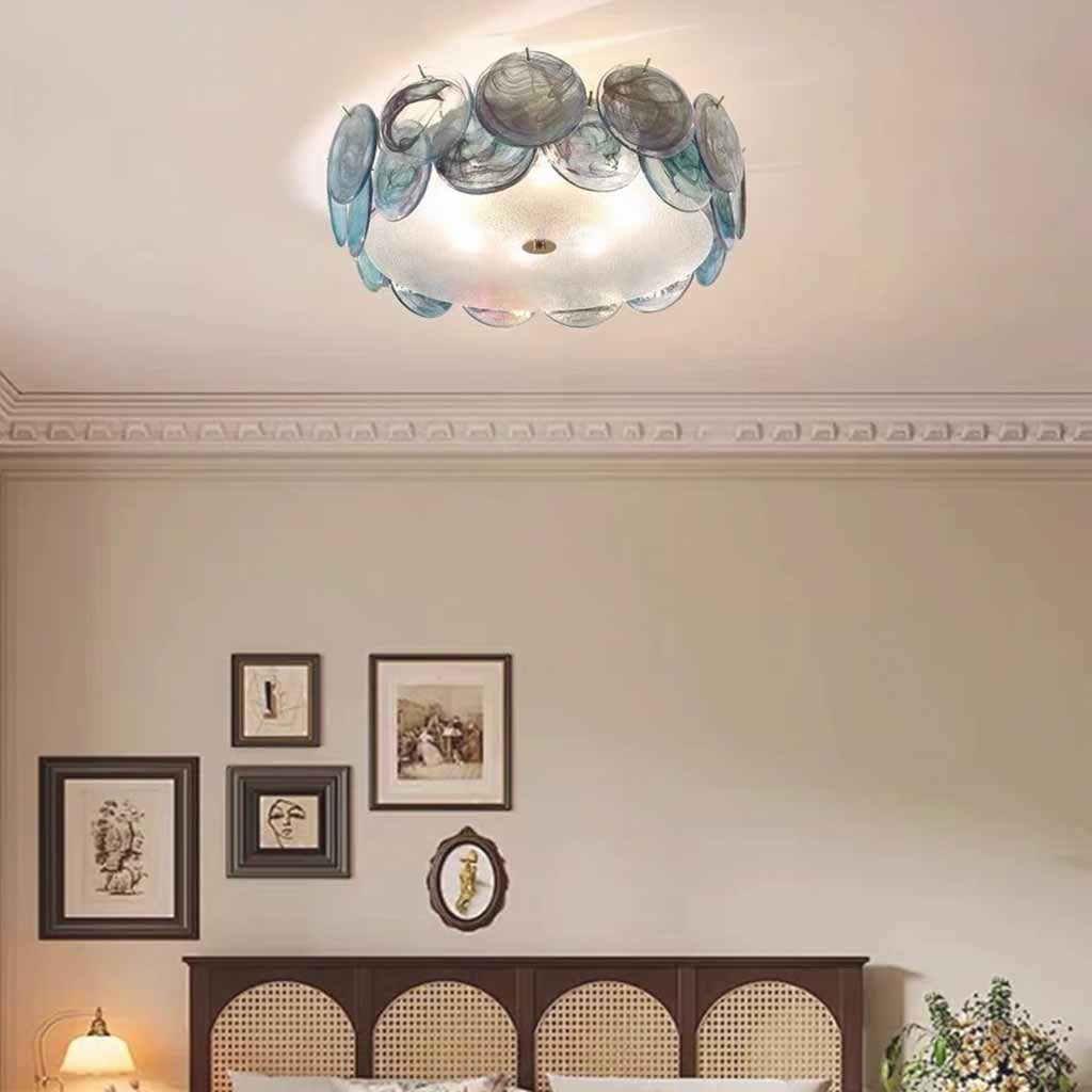 Murano Glass Seashell Ceiling Light Semi-Flush Mount, 3 Colors