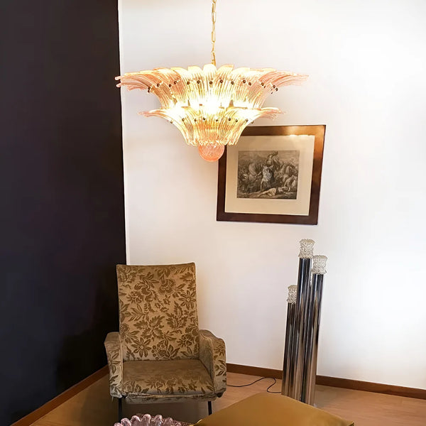 Murano Palmette Pink Chandelier