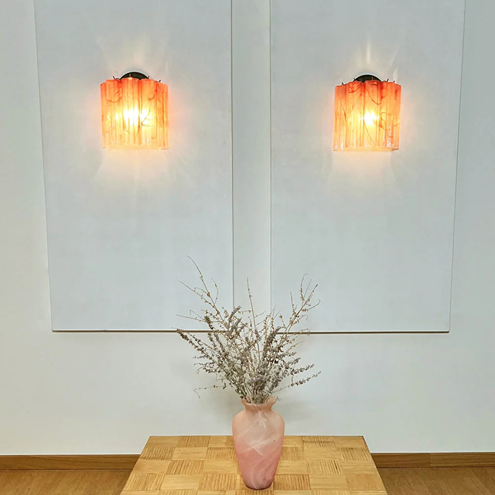 Pink Glass Tube Wall Lamp