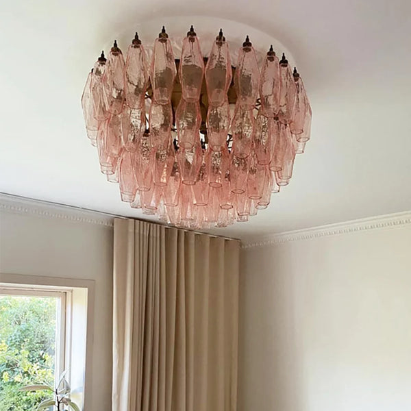 Murano Poliedri Pink Ceiling Light