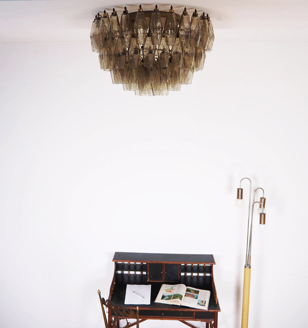 Murano Poliedri Smoked Ceiling Light