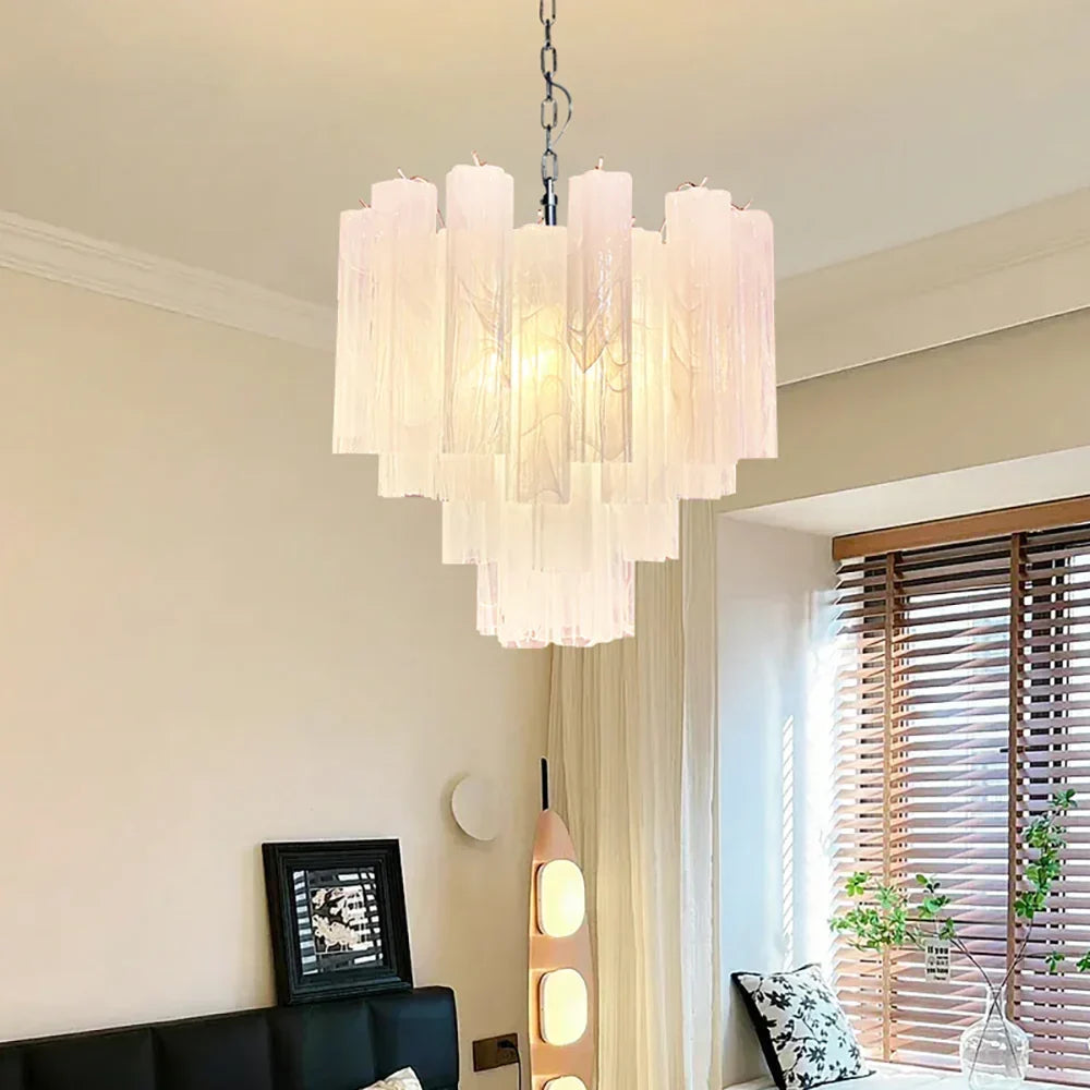 Star Shaped Tube Amber Glass Chandelier