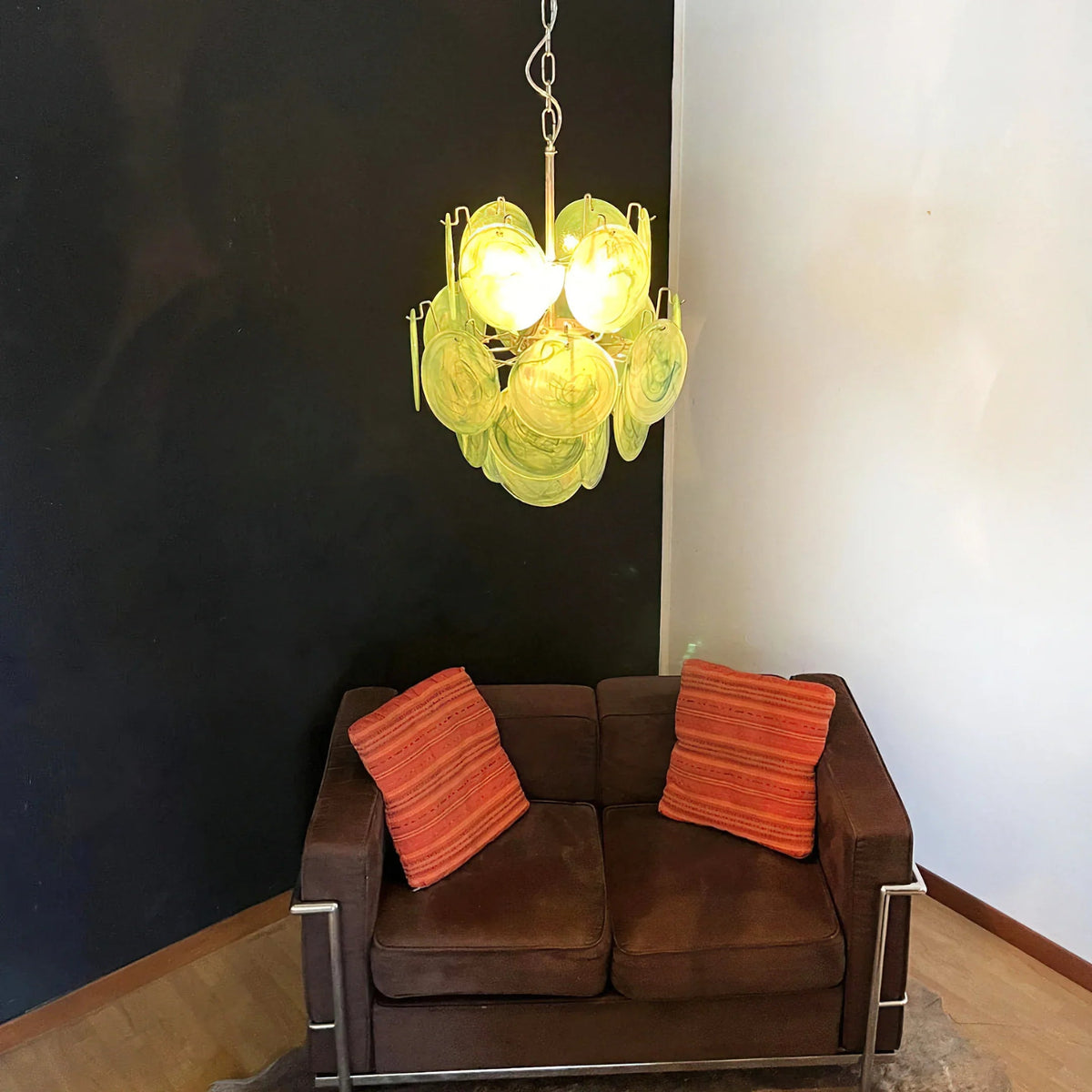 Colored Disc Glass Chandelier