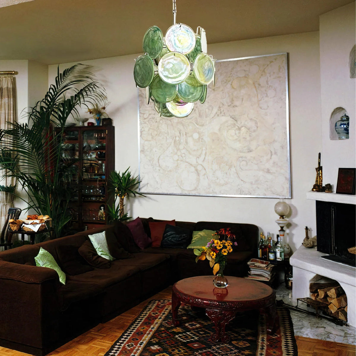 Colored Disc Glass Chandelier