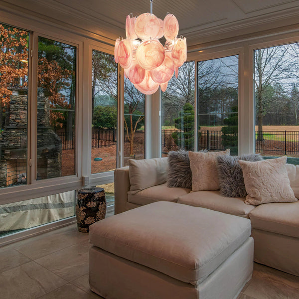 Vintage Pink Discs Chandelier