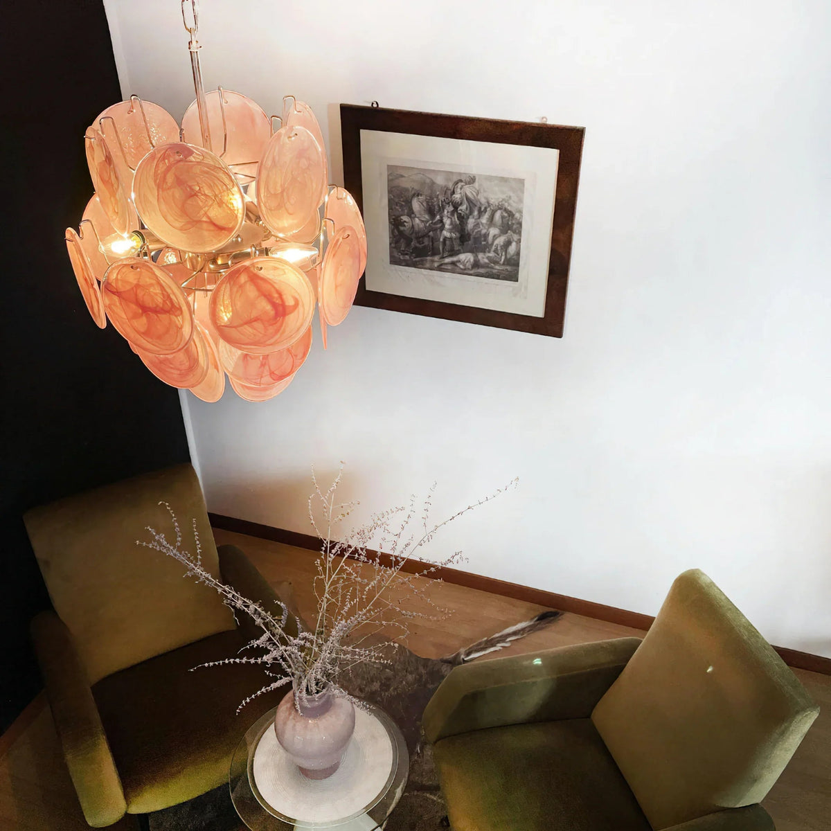 Vintage Pink Discs Chandelier