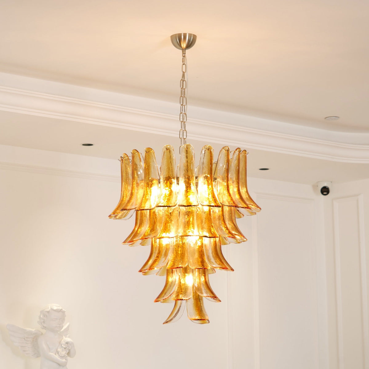 Glass Amber Lily Chandelier