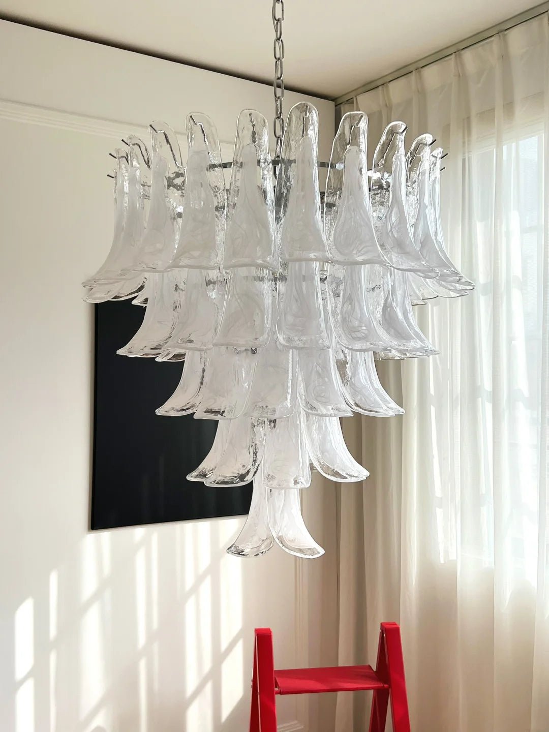 Vintage Clear Glass Petals Chandelier