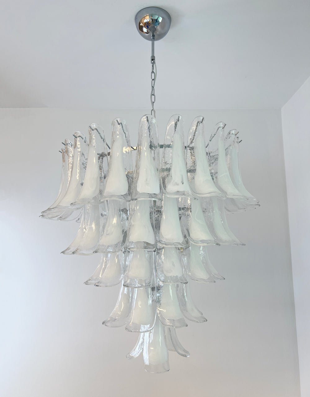 Vintage Clear Glass Petals Chandelier