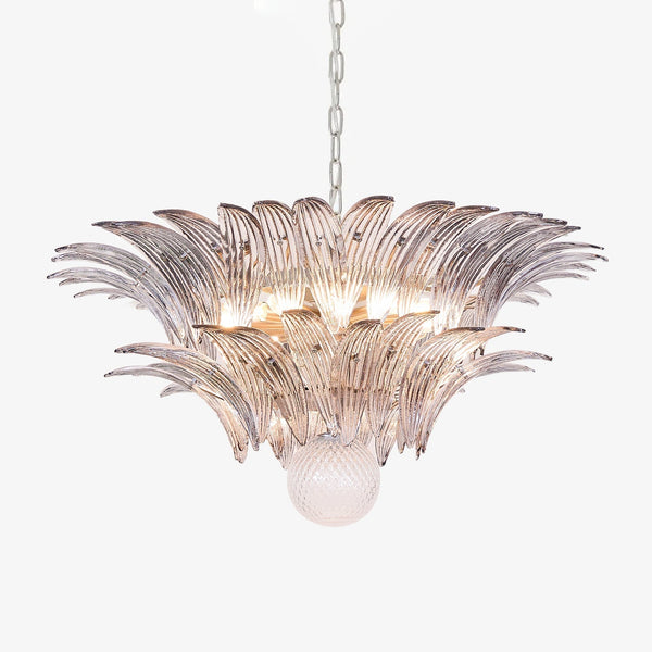 Liororira Chandelier Palmette Clear Murano Glass Leaf Layered