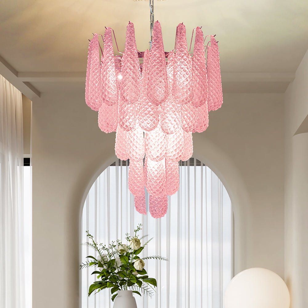 Pink Glass Petals Chandelier