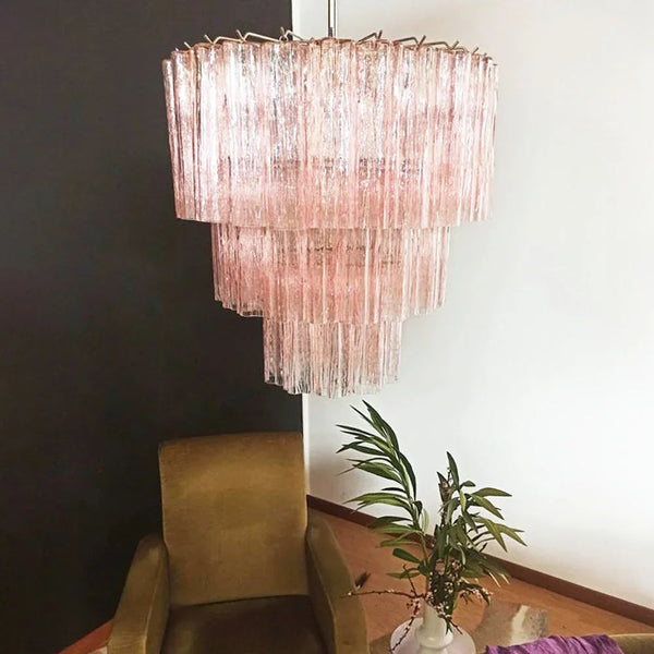 Pink Tubes Chandelier