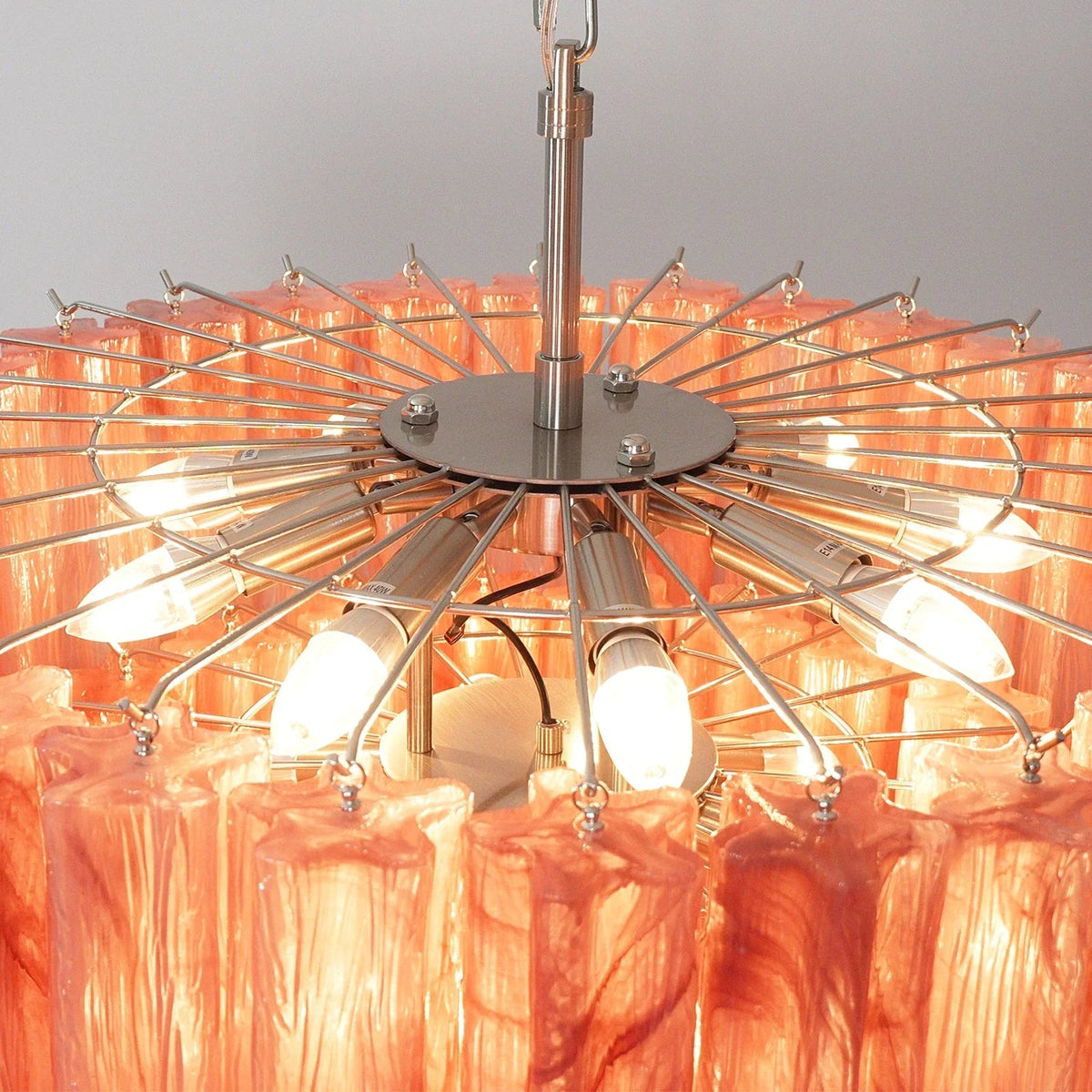 Red Glass Tubes Chandelier